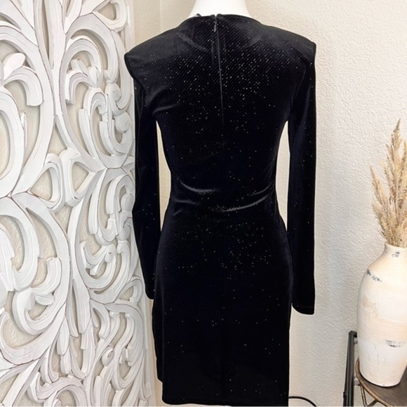 & OTHER STORIES Black Glitter Velour Padded Shoulder Mini Dress Size 2 NWOT - Picture 8 of 12